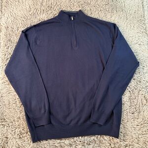 Peter Millar Crown Soft Quarter-Zip Sweater in navy wool blend Mens XL